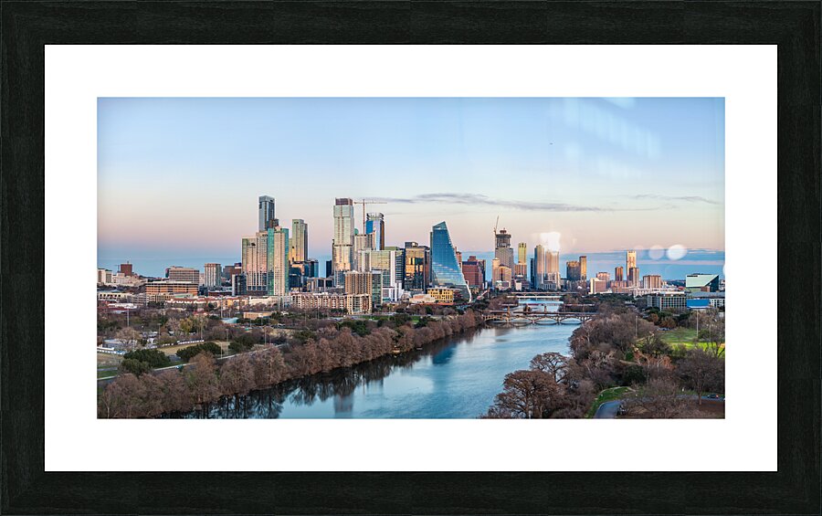 Cityscape of downtown Austin from the west in Zilker park 2025 Picture Frame print