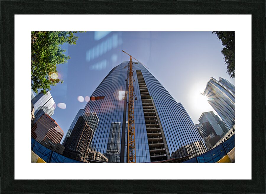 The Republic building in Austin Texas seen through fisheye lens Picture Frame print