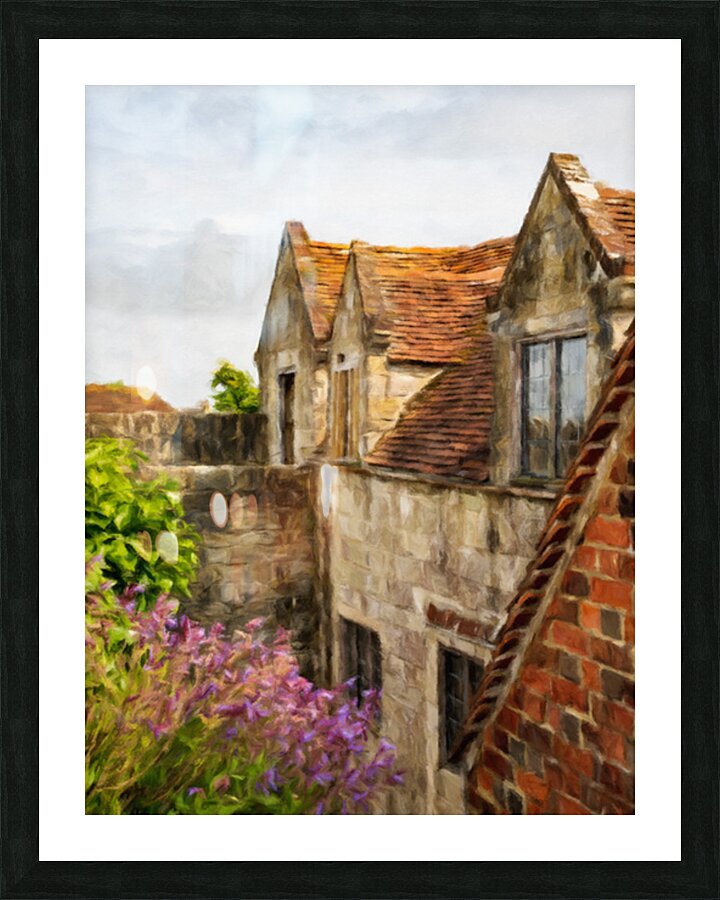 Digital oil painting of Yarmouth Castle building with red tiled  Picture Frame print