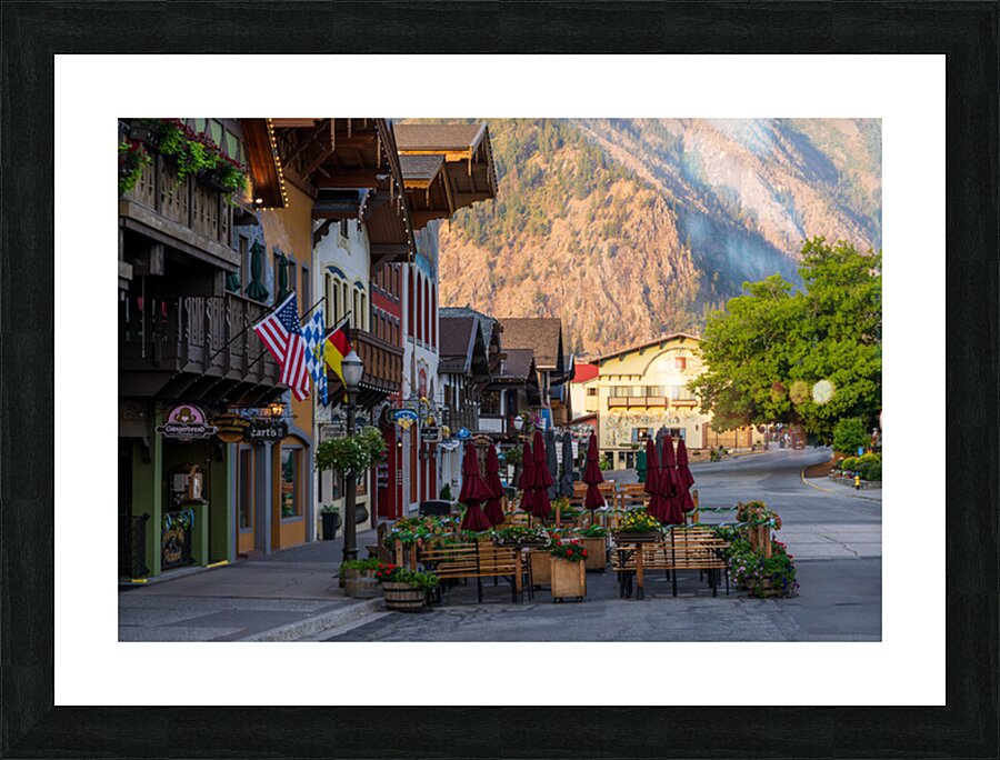Front street of Leavenworh WA with Alpine German restaurants and Picture Frame print