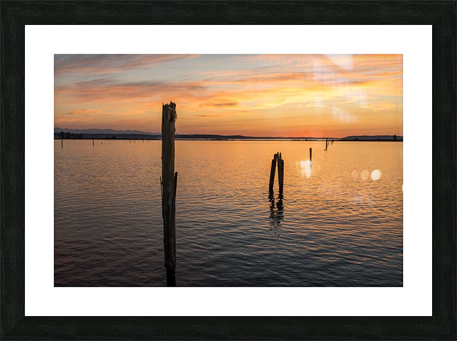 Dramatic sunset clouds over Possession Sound Everett in Washingt Picture Frame print