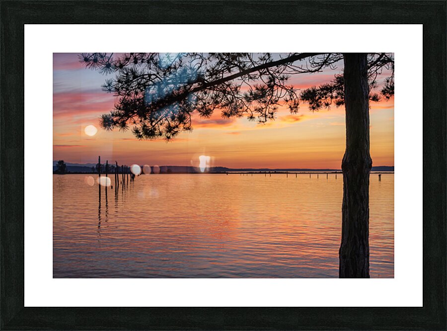 Dramatic sunset clouds over Possession Sound Everett in Washingt Picture Frame print