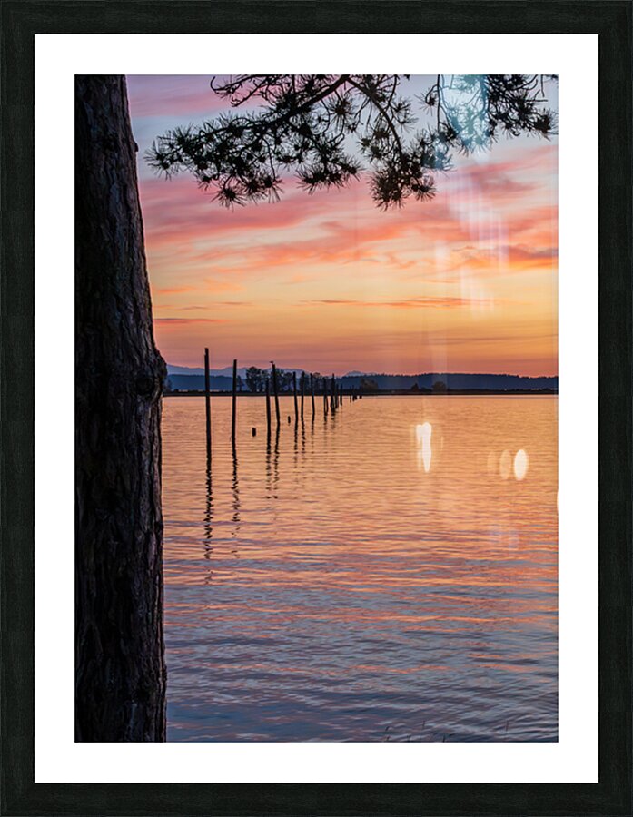Dramatic sunset clouds over Possession Sound Everett in Washingt Picture Frame print