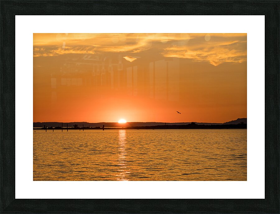 Dramatic sunset clouds over Possession Sound Everett in Washingt Picture Frame print