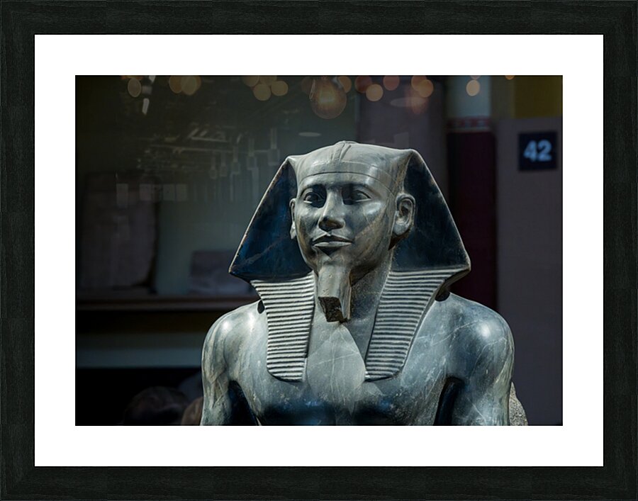 Head of the famous Khafre statue carved from  anorthosite gneiss Picture Frame print