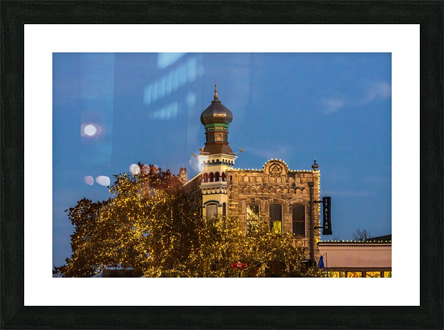 Sunset behind the Old Masonic Lodge in Georgetown Texas Picture Frame print