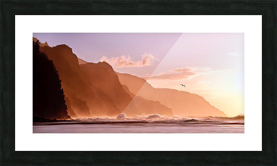 Kauai sunset with bird  Picture Frame print