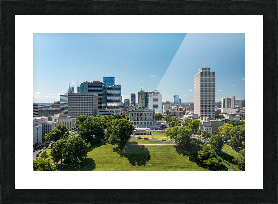 Aerial view of the Tennessee State Capitol building in Nashville Picture Frame print
