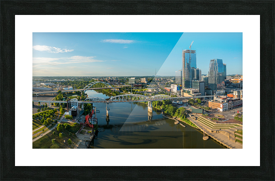 Aerial view of John Seigenthaler pedestrian bridge in Nashville Picture Frame print