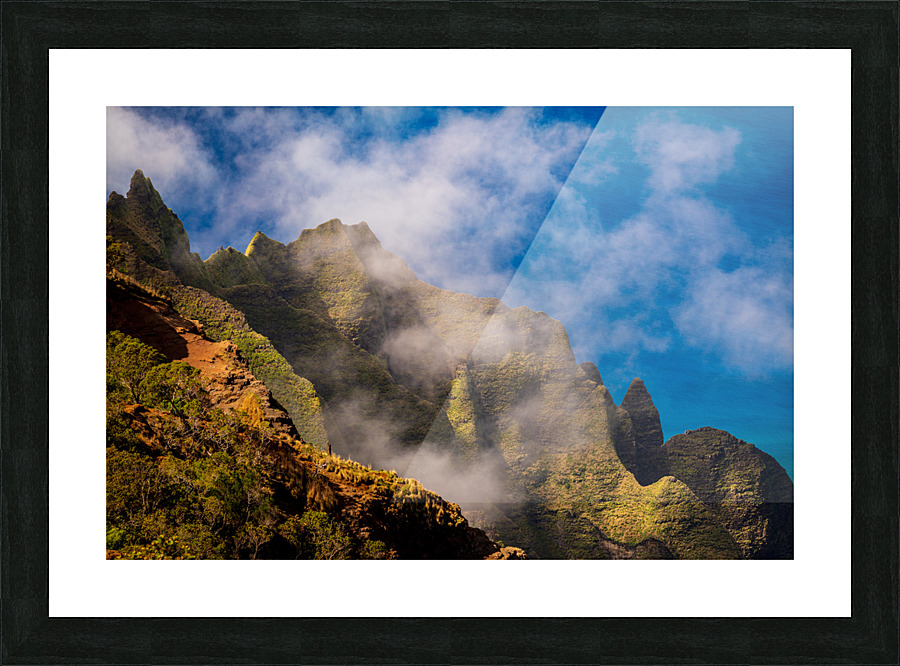 View of the fluted rocks of the Na Pali coastline Impression et Cadre photo