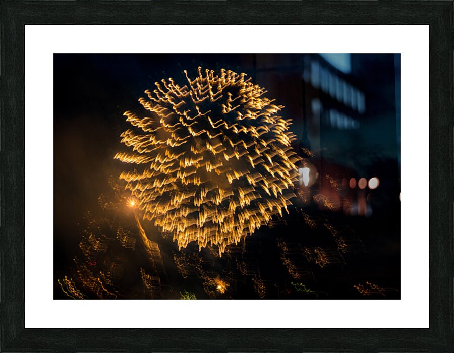 Abstract firework show over Pittsburgh Picture Frame print