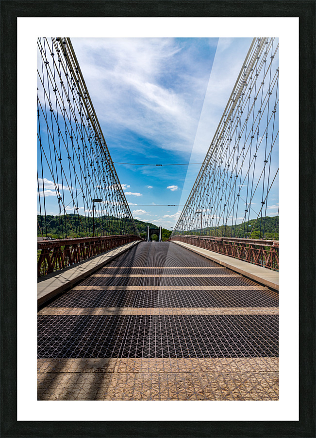 Suspension bridge over the Ohio river in Wheeling, WV Picture Frame print