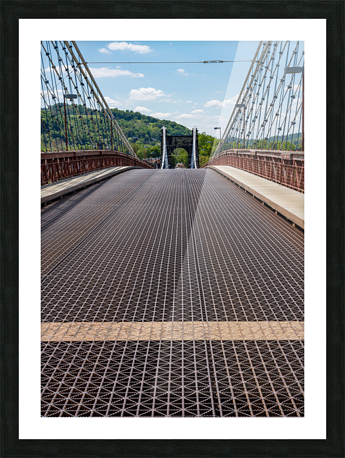 Suspension bridge over the Ohio river in Wheeling WV Picture Frame print