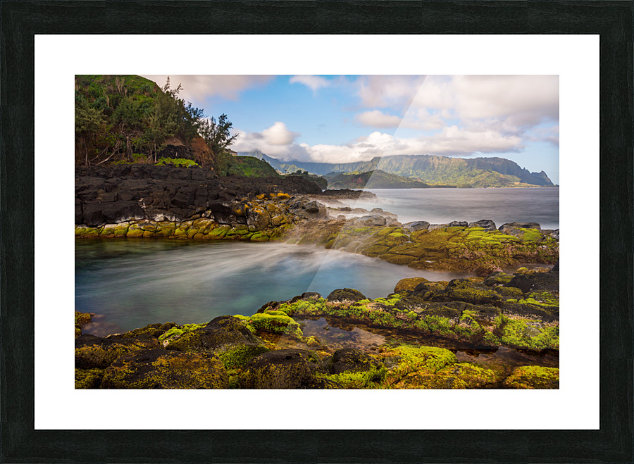 Long exposure image of the pool known as Queens Bath on  Kauai Picture Frame print