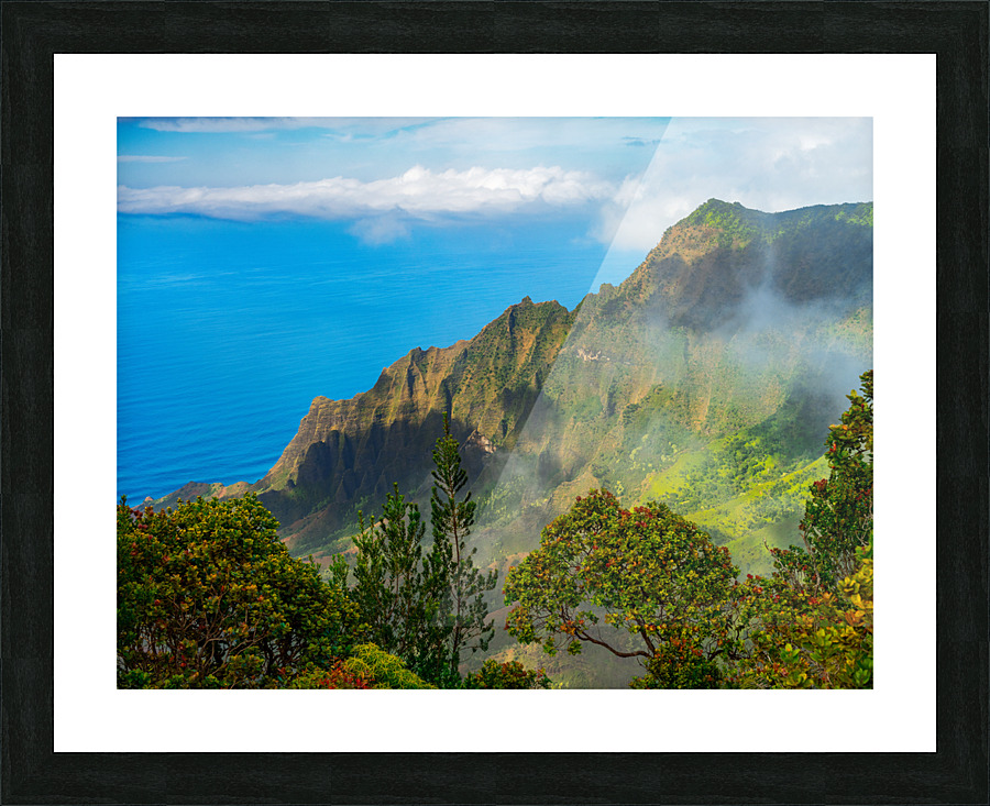 Dramatic view of Kalalau valley Kauai Picture Frame print