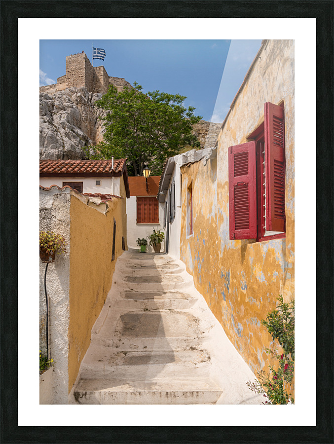 Narrow street in ancient district of Anafiotika Impression et Cadre photo