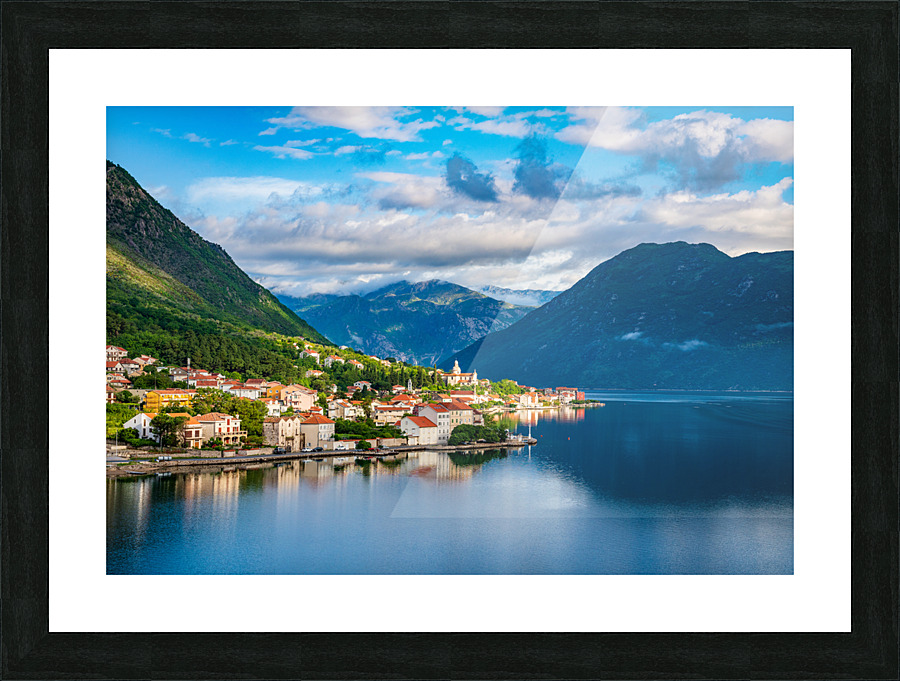 Town of Prcanj on the Bay of Kotor in Montenegro Picture Frame print