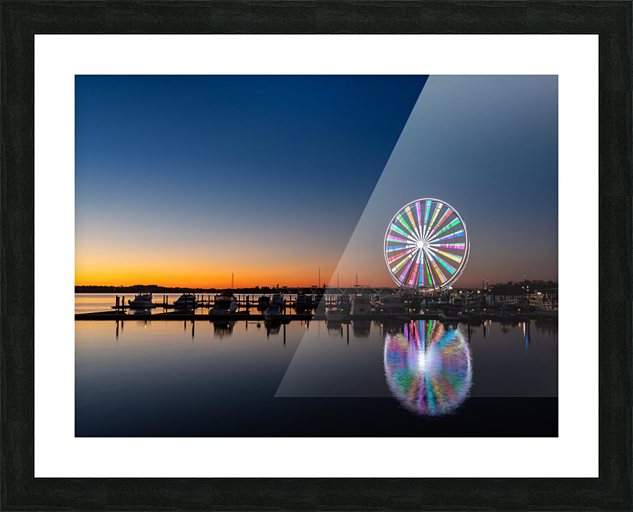 Ferris wheel at National Harbor at sunset Picture Frame print