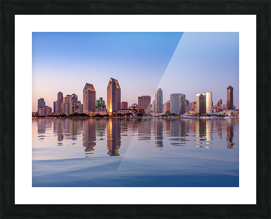 San Diego Skyline at sunset from Coronado Picture Frame print