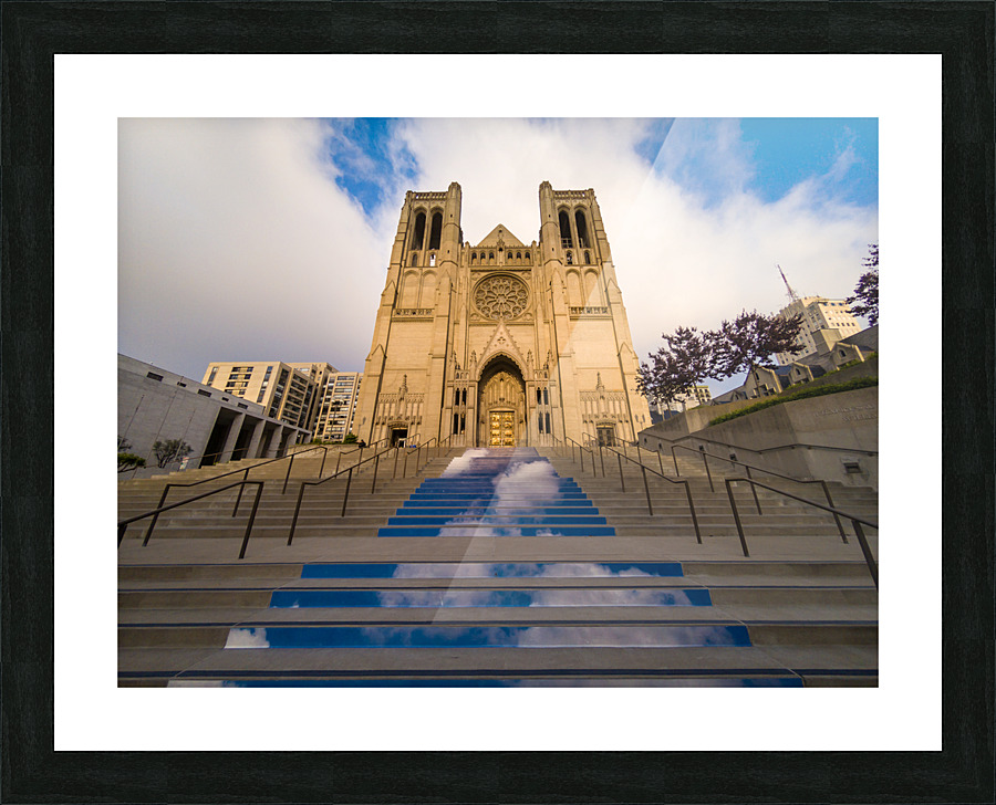 Entrance steps up to Grace Catholic Cathedral Picture Frame print