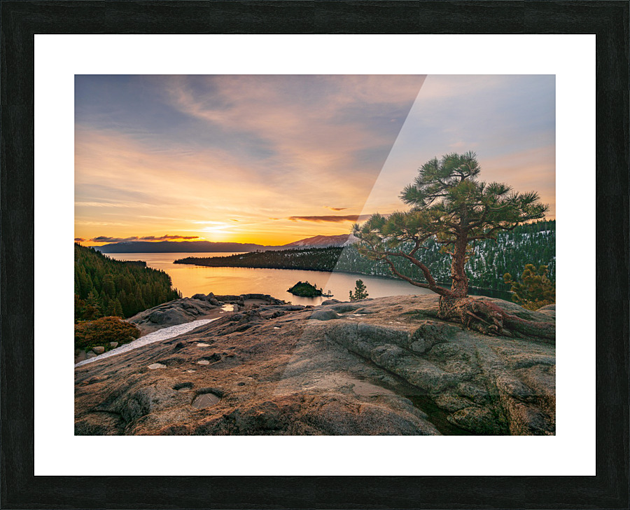 Emerald Bay on Lake Tahoe with snow Picture Frame print