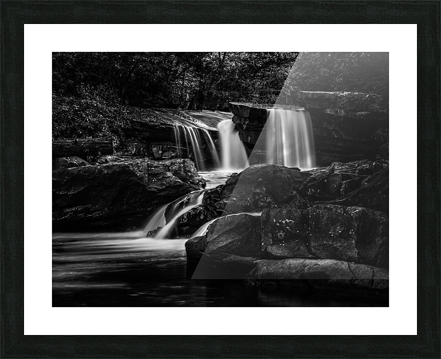 Black and White Waterfall on Deckers Creek Impression et Cadre photo