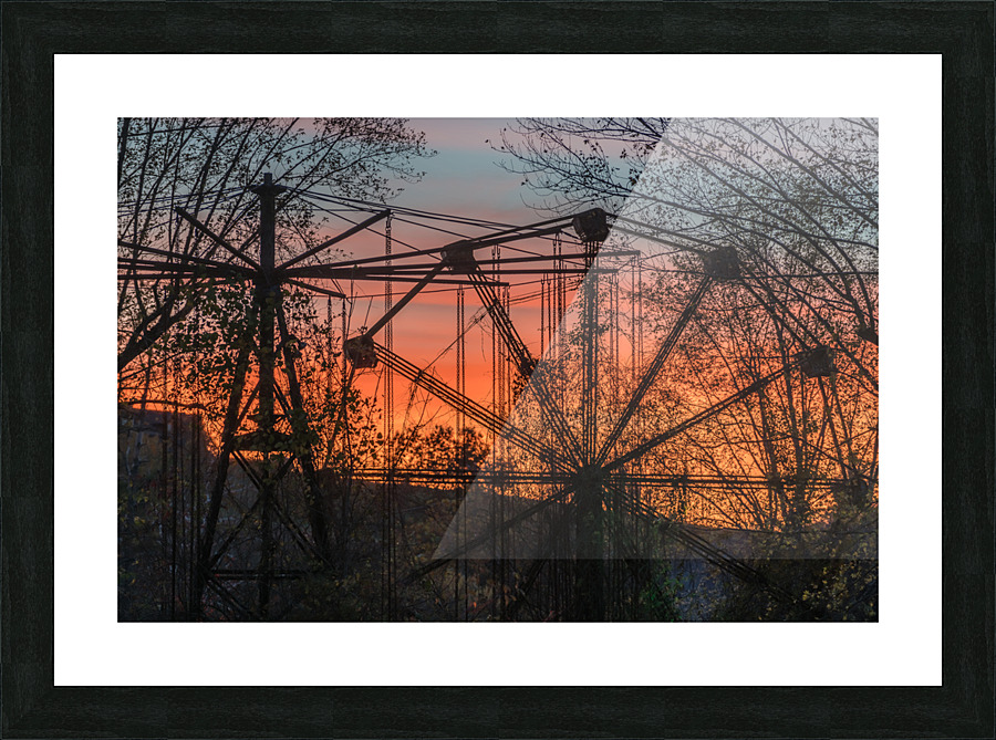 Ferris Wheel ride at abandoned funfair  Picture Frame print