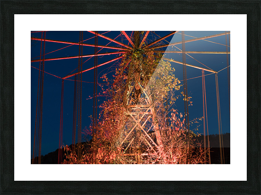 Chain swing ride at abandoned funfair  Picture Frame print