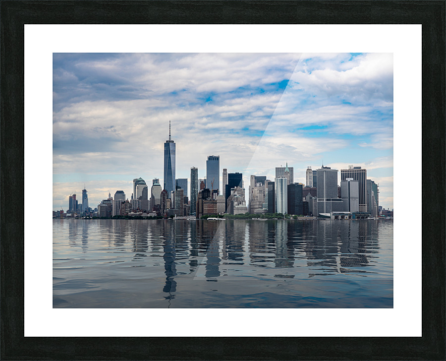 Panorama of Manhattan with calm artificial water Picture Frame print