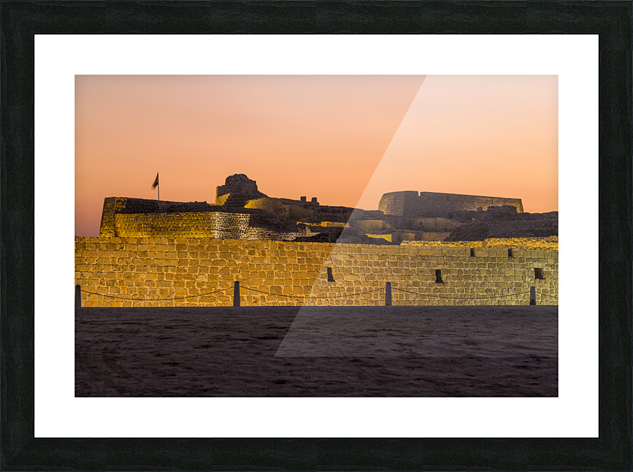 Old Bahrain Fort at Seef at sunset Picture Frame print