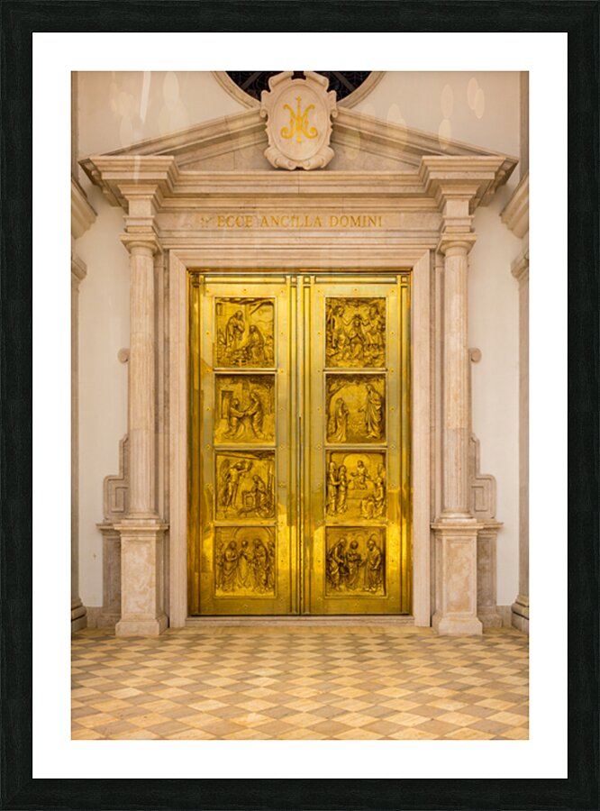 Gold doors Basilica of Mongomo in Equatorial Guinea Picture Frame print