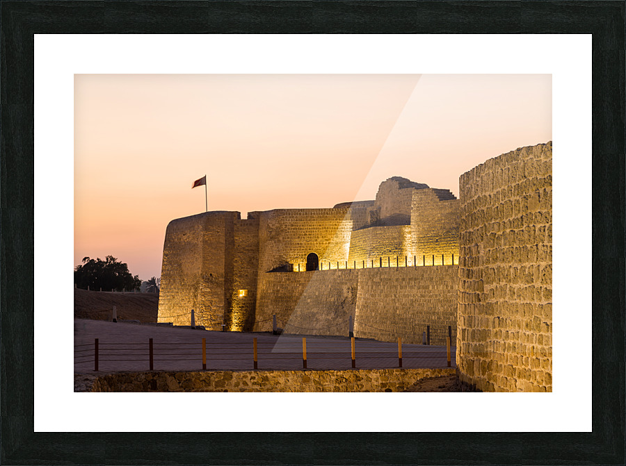 Old Bahrain Fort at Seef at sunset Picture Frame print