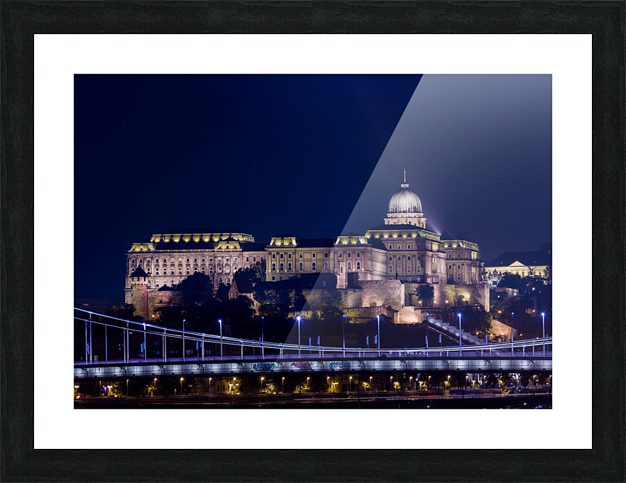 Buda Castle at night in Budapest Picture Frame print