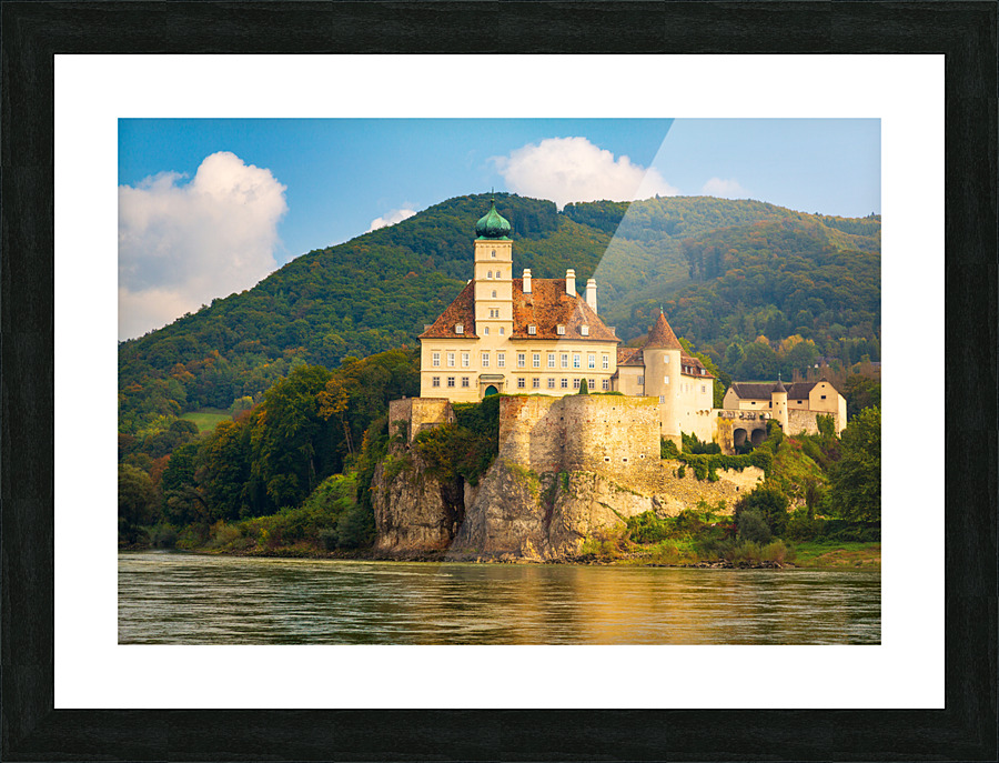 Schloss Schoenbuehel on Danube riverbank Picture Frame print