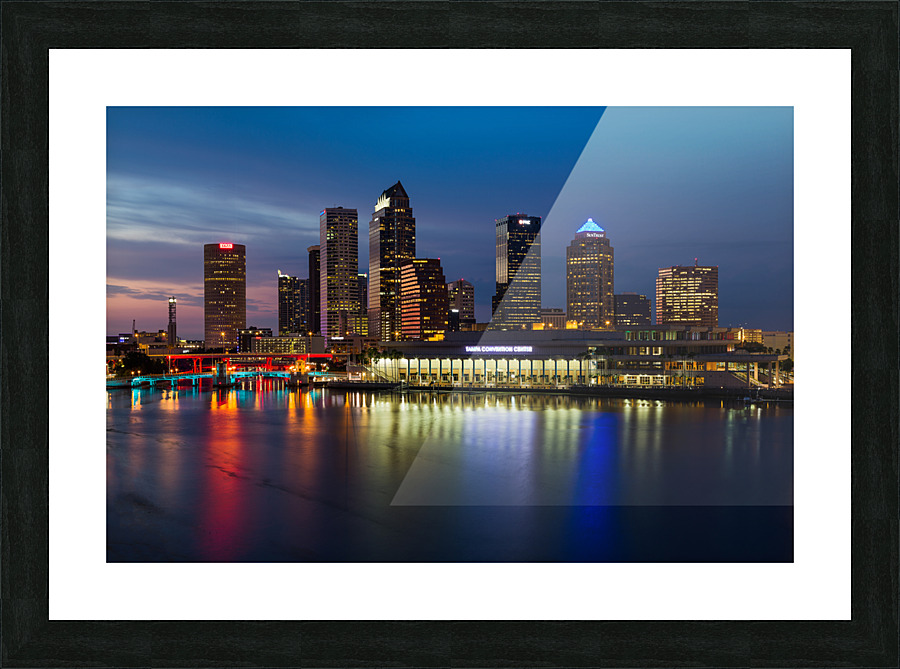 City skyline of Tampa Florida at sunset Picture Frame print
