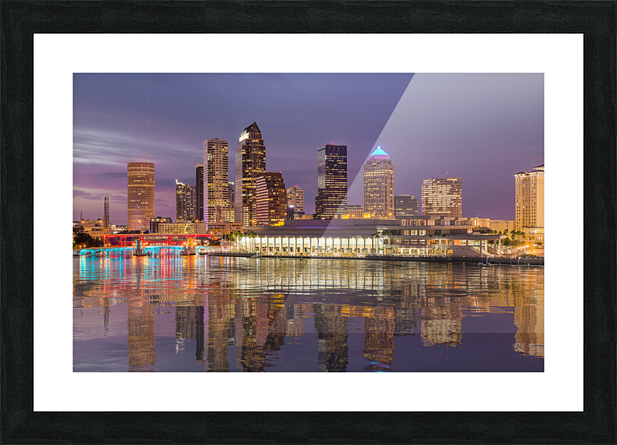 City skyline of Tampa Florida at sunset Picture Frame print