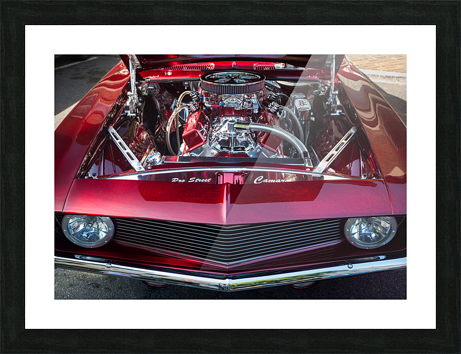 Engine compartment of chromed Camaro Picture Frame print