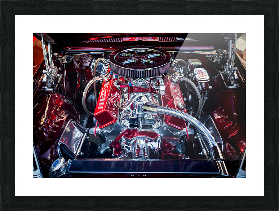 Engine compartment of chromed Camaro Picture Frame print