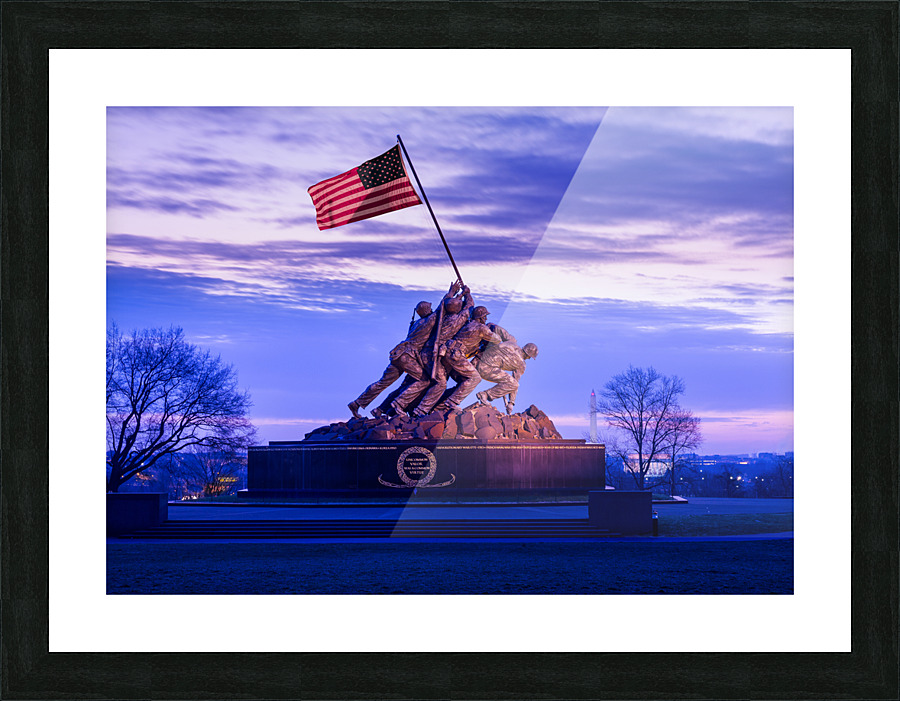 Iwo Jima Memorial at dawn as sun rises Picture Frame print