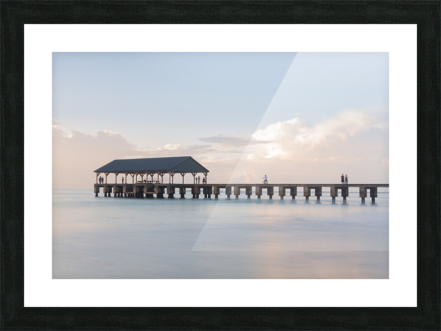 Sunrise over Hanalei Pier Kauai Hawaii Impression et Cadre photo