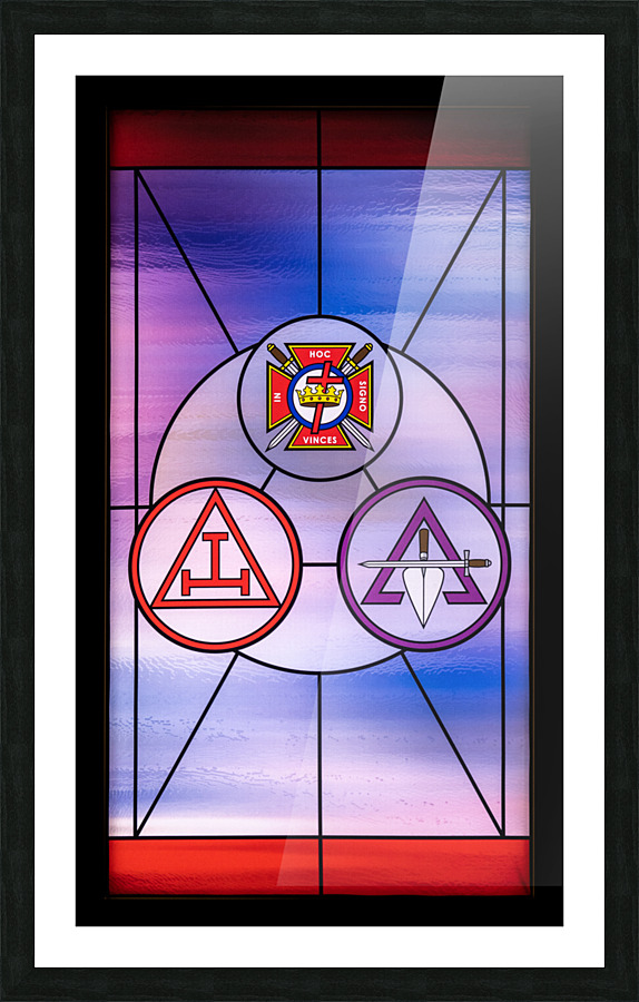 Stained glass window for the order of the Knights Templar Picture Frame print