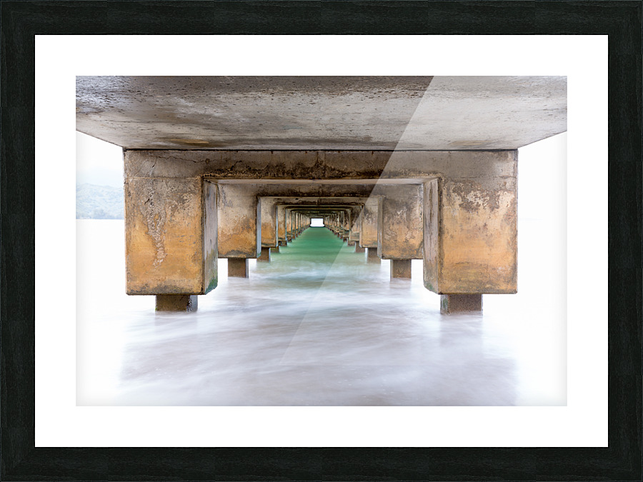 Underside of Hanalei Pier long exposure Picture Frame print