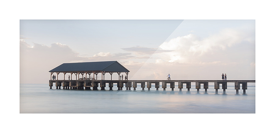 Sunrise over Hanalei Pier Kauai Hawaii Impression et Cadre photo