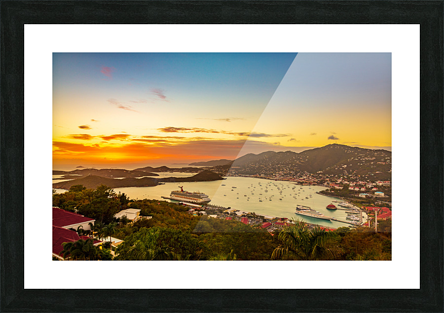 Sunset over Charlotte Amalie St Thomas Picture Frame print
