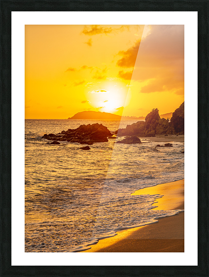Sunset off coast of St Thomas Picture Frame print
