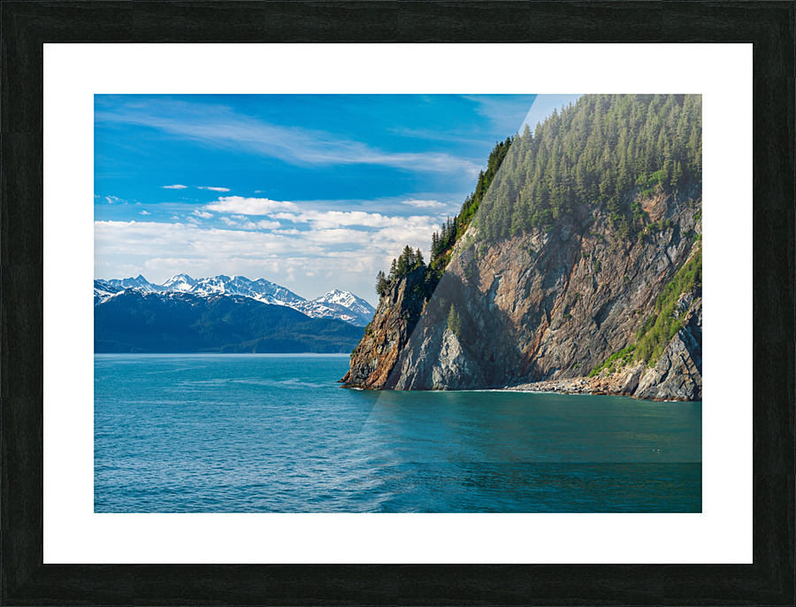 Rocky outcrops in the bay at Seward in Alaska Picture Frame print
