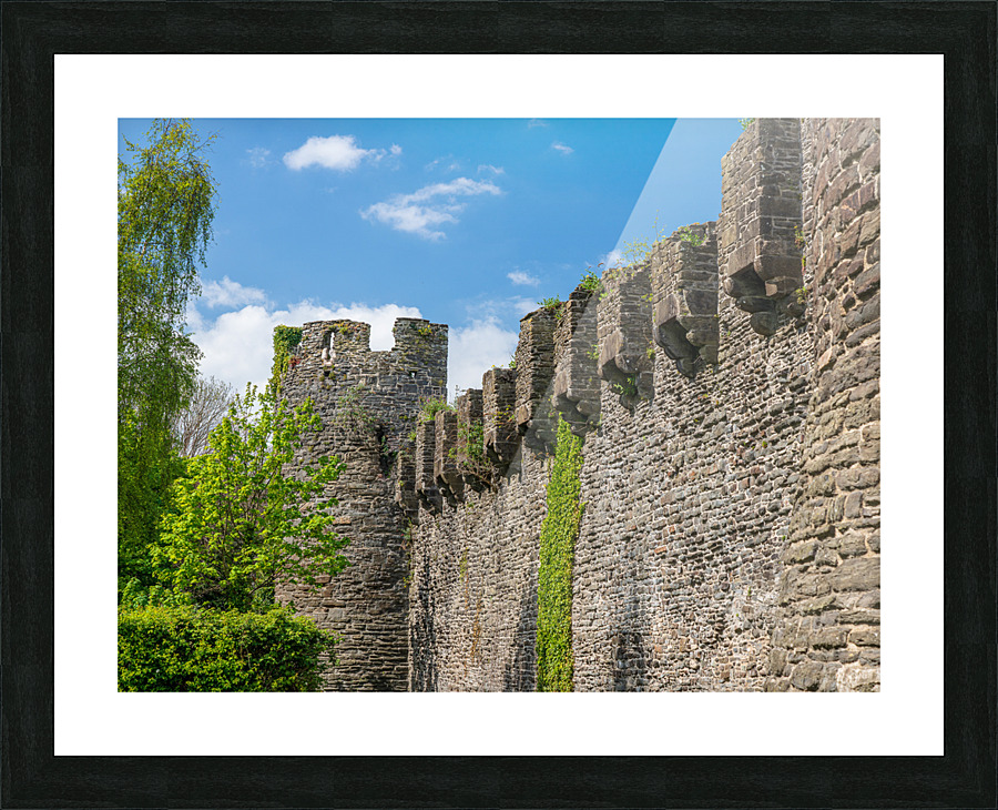 Ancient toilets in the historic Conwy castle in North Wales Picture Frame print