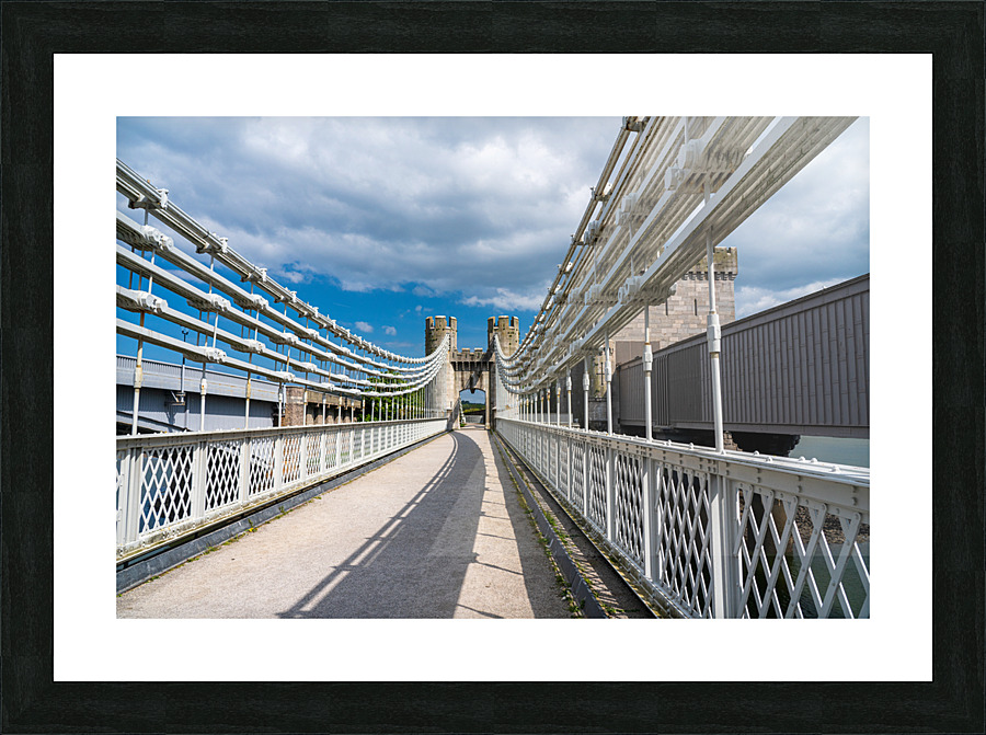 Thomas Telford suspension bridge to the Castle in Conwy Picture Frame print