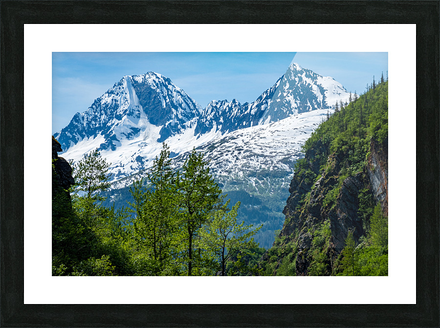 Majestic mountains from Keystone Canyon rise over trees Picture Frame print