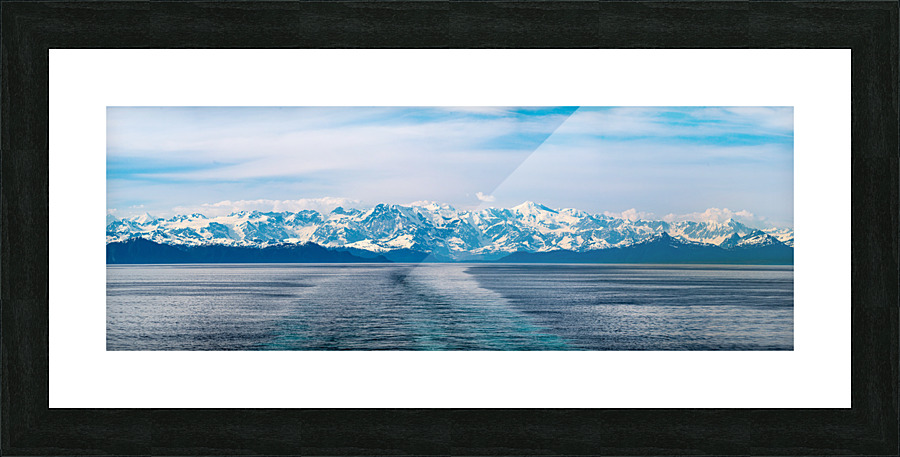 Cruise boat wake leaving Prince William Sound and Valdez Picture Frame print